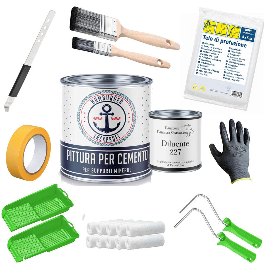Pittura per cemento set senza pensieri (X500) incl. accessori XXL - Hamburger Lack-Profi