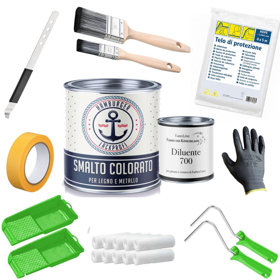 Smalto colorato set senza pensieri (X500) incl. accessori XXL - Hamburger Lack-Profi