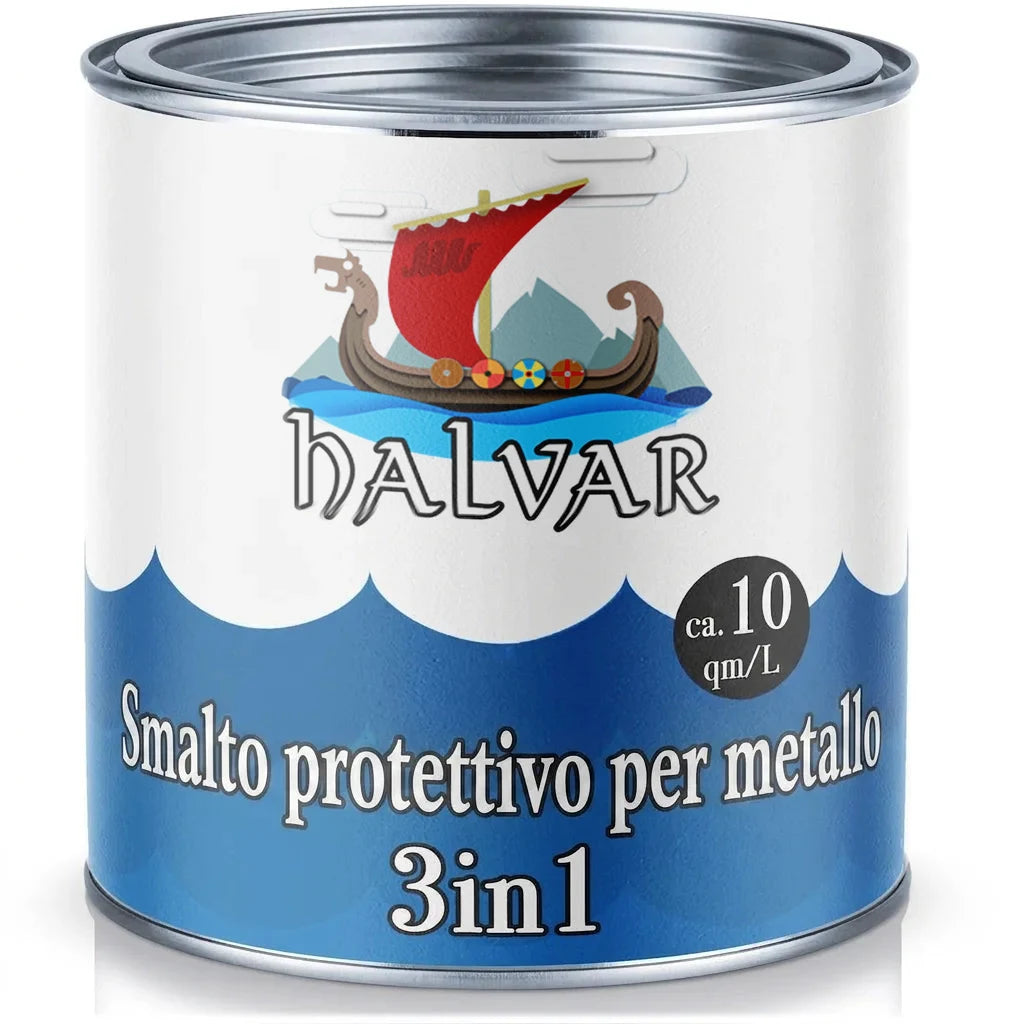 Lattina di vernice protettiva per metalli HALVAR 3in1, ca. 10 mq/L.